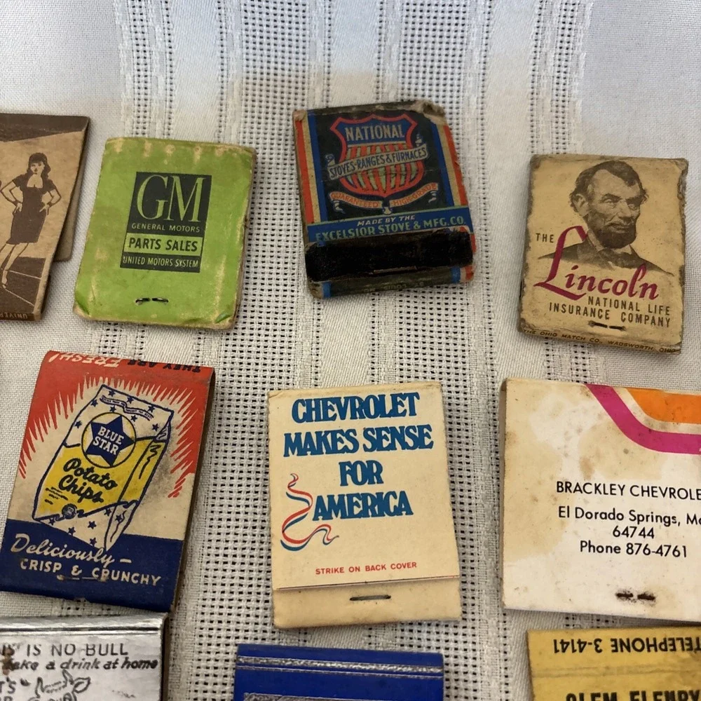 vintage‎ matchbook #34 Blue Star Potato Chips VD Kent Feeds Ford GM